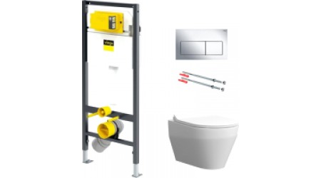 Унитаз подвесной с инсталляцией Керамин Бари R + 792824 (с сиденьем Slim микролифт)