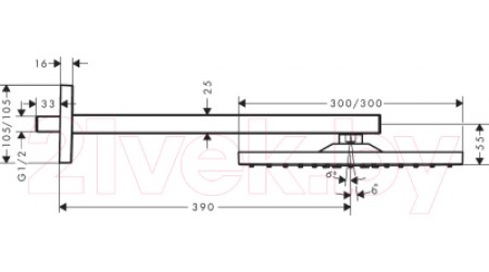 Верхний душ Hansgrohe Raindance Е Air 1jet 300 26238990