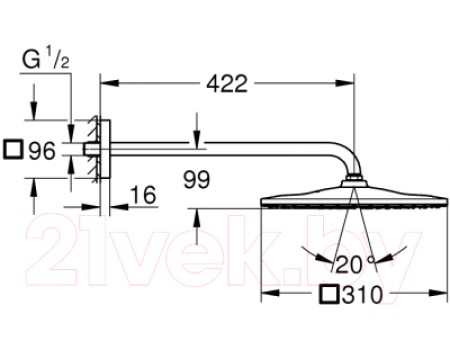Верхний душ GROHE Rainshower 310 Mono Cube 26563000