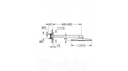 Верхний душ GROHE Rainshower 310 SmartActive Cube 26479LS0 (белая луна)
