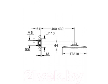 Верхний душ GROHE Rainshower 310 SmartActive Cube 26479LS0 (белая луна)