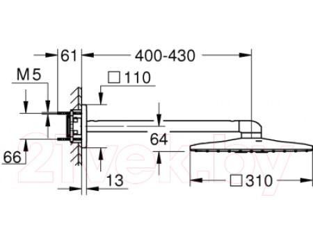Верхний душ GROHE Rainshower SmartActive Cube 26479000