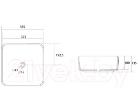 Умывальник Abber Rechteck AC2211MB (черный матовый)