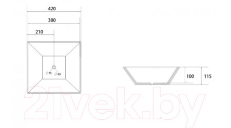 Умывальник Abber Rechteck AC2214MB (черный матовый)