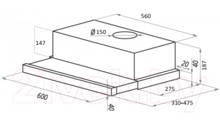 Вытяжка телескопическая Ciarko Remix 60 (черный)