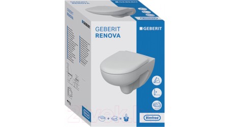 Унитаз подвесной с инсталляцией Geberit Renova T54 Rimfree 500.801.00.1 + 10.702.450.02.10