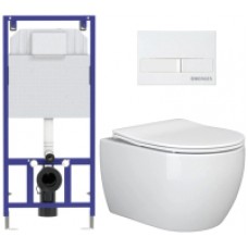 Унитаз подвесной с инсталляцией Ceramica Nova Rimless CN3001 + 040000 + L1 040011