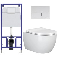 Унитаз подвесной с инсталляцией Ceramica Nova Rimless CN3001 + 040000 + L4 040014