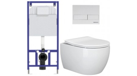 Унитаз подвесной с инсталляцией Ceramica Nova Rimless CN3001 + 040000 + L4 040014