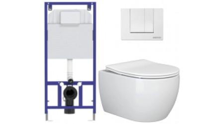 Унитаз подвесной с инсталляцией Ceramica Nova Rimless CN3001 + 040000 + S1 040041