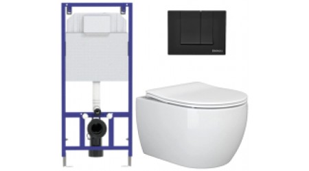 Унитаз подвесной с инсталляцией Ceramica Nova Rimless CN3001 + 040000 + S5 040045