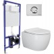 Унитаз подвесной с инсталляцией Ceramica Nova Rimless CN3001 + 040223 + кнопка R3