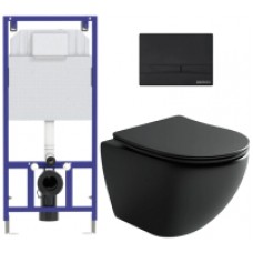 Унитаз подвесной с инсталляцией Ceramica Nova Rimless CN4002MB + 040000 + F5 040055