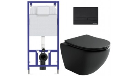 Унитаз подвесной с инсталляцией Ceramica Nova Rimless CN4002MB + 040000 + F5 040055