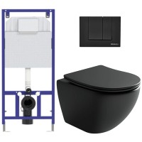 Унитаз подвесной с инсталляцией Ceramica Nova Rimless CN4002MB + 040000 + S5 040045