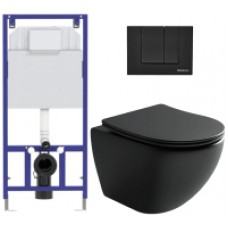 Унитаз подвесной с инсталляцией Ceramica Nova Rimless CN4002MB + 040000 + S5 040045