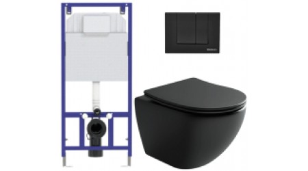 Унитаз подвесной с инсталляцией Ceramica Nova Rimless CN4002MB + 040000 + S5 040045