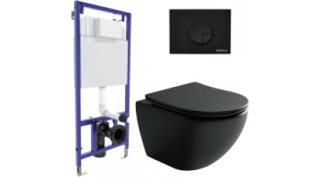 Унитаз подвесной с инсталляцией Ceramica Nova Rimless CN4002MB + 040225 + R5 Soft Touch