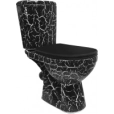 Унитаз напольный Rosa Комфорт Кракелюр (черный)