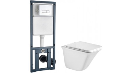 Унитаз подвесной с инсталляцией WeltWasser Rotbach 004 GL-WT + Marberg 410 SE