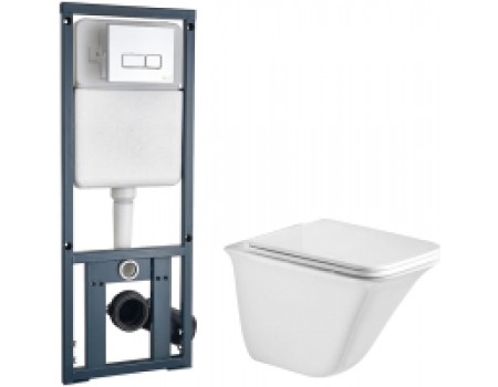 Унитаз подвесной с инсталляцией WeltWasser Rotbach 004 GL-WT + Marberg 410 SE