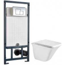 Унитаз подвесной с инсталляцией WeltWasser Rotbach 004 GL-WT + Marberg 507 SE