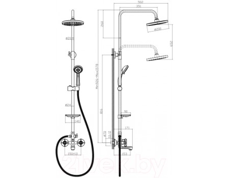 Душевая система Rossinka Silvermix RS42-46
