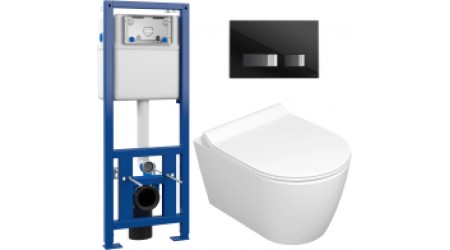 Унитаз подвесной с инсталляцией Керамин Трент R + S-IN-MZ-LINK_PRO + P-BU-MOV/Blg/Gl