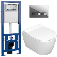 Унитаз подвесной с инсталляцией Керамин Трент R + S-IN-MZ-LINK_PRO + P-BU-MOV/Cg