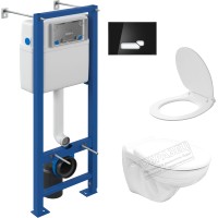 Унитаз подвесной с инсталляцией Керамин Гранд R + S-IN-MZ-VECTOR + P-BU-ACT/Blg/Gl (с жестким сиденьем Slim и микролифтом)