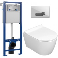 Унитаз подвесной с инсталляцией Керамин Трент R + S-IN-MZ-VECTOR + P-BU-ACT/Whg/Gl