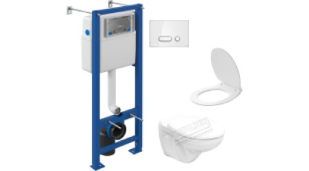 Унитаз подвесной с инсталляцией Керамин Гранд R + S-IN-MZ-VECTOR + P-BU-INT/Wh (с жестким сиденьем Slim и микролифтом)