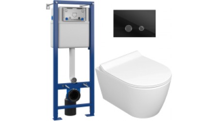Унитаз подвесной с инсталляцией Керамин Трент R + S-IN-MZ-VECTOR + P-BU-STE/Blg/Gl
