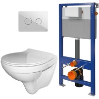 Унитаз подвесной с инсталляцией Керамин Санти R Slim + 52 S97-062 + P-BU-ACN-CIR-PN/Wh/Gl