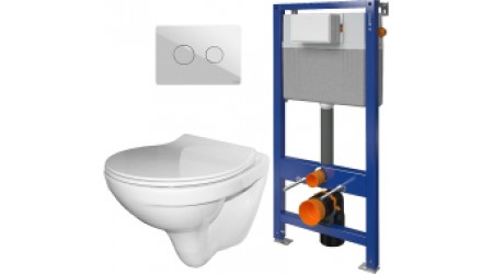 Унитаз подвесной с инсталляцией Керамин Санти R Slim + 52 S97-062 + P-BU-ACN-CIR-PN/Wh/Gl