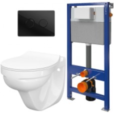 Унитаз подвесной с инсталляцией Керамин Гранд R + P-BU-ACN-CIR-PN/Bl/Gl (с жестким сиденьем Slim и микролифтом)