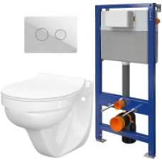 Унитаз подвесной с инсталляцией Керамин Гранд R + P-BU-ACN-CIR-PN/Wh/Gl (с жестким сиденьем Slim и микролифтом)