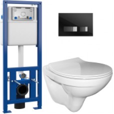 Унитаз подвесной с инсталляцией Керамин Санти R Slim + S-IN-MZ-LINK_PRO + P-BU-MOV/Blg/Gl