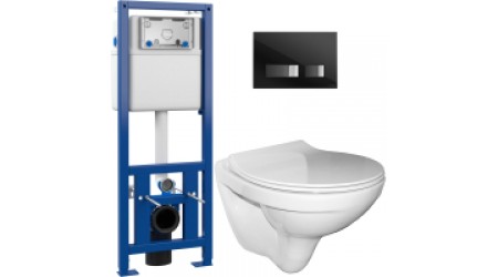 Унитаз подвесной с инсталляцией Керамин Санти R Slim + S-IN-MZ-LINK_PRO + P-BU-MOV/Blg/Gl