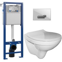 Унитаз подвесной с инсталляцией Керамин Санти R Slim + S-IN-MZ-VECTOR + P-BU-ACT/Whg/Gl