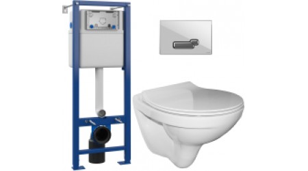 Унитаз подвесной с инсталляцией Керамин Санти R Slim + S-IN-MZ-VECTOR + P-BU-ACT/Whg/Gl