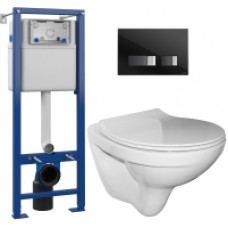 Унитаз подвесной с инсталляцией Керамин Санти R Slim + S-IN-MZ-VECTOR + P-BU-MOV/Blg/Gl