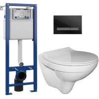 Унитаз подвесной с инсталляцией Керамин Санти R Slim + S-IN-MZ-VECTOR + P-BU-PIL/Blg/Gl