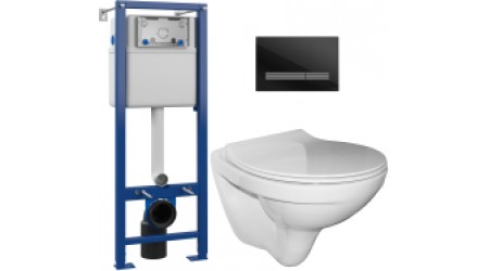 Унитаз подвесной с инсталляцией Керамин Санти R Slim + S-IN-MZ-VECTOR + P-BU-PIL/Blg/Gl