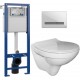 Унитаз подвесной с инсталляцией Керамин Санти R Slim + S-IN-MZ-VECTOR + P-BU-PIL/Whg/Gl