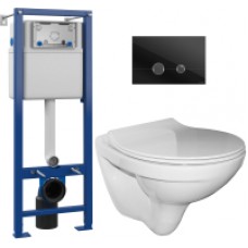Унитаз подвесной с инсталляцией Керамин Санти R Slim + S-IN-MZ-VECTOR + P-BU-STE/Blg/Gl