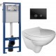 Унитаз подвесной с инсталляцией Керамин Санти R Slim + S-IN-MZ-VECTOR + P-BU-STE/Blg/Gl