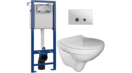 Унитаз подвесной с инсталляцией Керамин Санти R Slim + S-IN-MZ-VECTOR + P-BU-STE/Whg/Gl