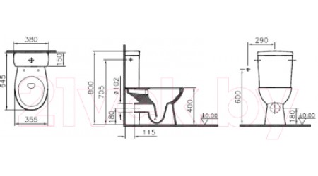 Унитаз напольный VitrA S10 / 9822B003-7204 (с сиденьем)