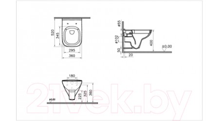 Унитаз подвесной VitrA S20 / 7508B003-0075